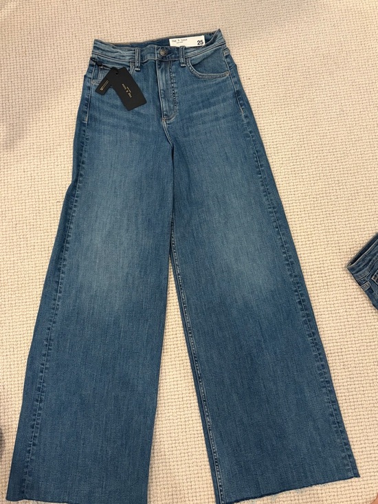 rag & bone Denim - rag & bone Wide-Leg High-Rise Jeans in Medium Blue